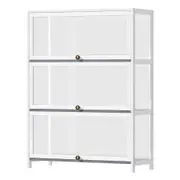 Oikiture Display Cabinet With Bamboo Frame Acrylic Board 3 shelves White