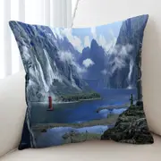 Fantasy Nature Artwork Viking Fjord Cushion Cover