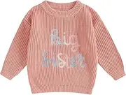 [Dcohmch] Big Brother Little Sister Matching Outfits Knit Sweater Sweatshirt Baby Boy Girl Warm Winter Clothes