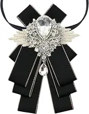[LJBFNN] Womens Mens Bow Tie, Ribbon Rhinestone Crystal Bow Ties for Women Men Clip on Bowties for Shirt Tuxedo Wedding Party