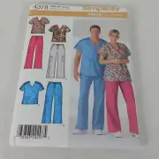 Simplicity 4378 Unisex XS-S-M Scrubs Uniform Top Pants Men Women Sewing Pattern