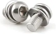 20/30/50pcs 304S Metric Thread M3 M4 M5 M6 Stainless Steel Hex Pan Head Three Combination Screw Three Sem Screws with Washer(16mm,M6 20PCS)