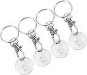 4 Pcs Stainless Steel Trolley Token Keychain Shopping Cart Remover Portable Grocery Cart Unlocker Compact Keyring for Supermarket Convenience Lightweight and Stylish