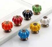 40mm Ceramic Pumpkin Drawer Knobs Screws Single Hole Cabinet Handles