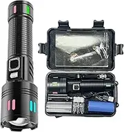 Torch LED Rechargeable 500,000 Lumens Torch Battery Operated USB Very Bright Tactical Torch, IP67 Waterproof Adjustable Focus & Light Modes, Torches for Camping Outdoor