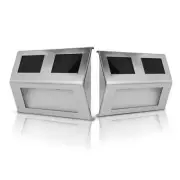 2 Pack Solar Light 2 LEDs Wall Lamp Stair Step Outdoor Waterproof Security Light