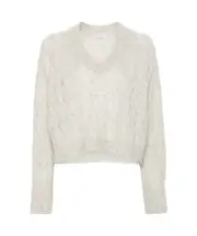 cable-knit jumper M light gray