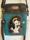 CHALA PENGUIN CELL PHONE CROSSBODY BAG - 2 ADJ. STRAP - TURQUOISE