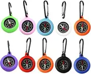 Pack of 10 Children's Compass Set, Mini Outdoor Compass with Carabiner - Robust Keyring for Camping, Hiking & Adventure, Children (Multi-Colour)
