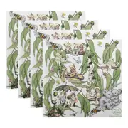 4x 20pc Urban May Gibbs Gumnut Baby Napkins Paper Towel Tableware Green 33x33cm