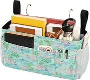 Bedside Caddy Storage Organizer Bed Organizer Hanging Pocket Bag for Remotes Phone,College Dorm,Camp,Baby Bed Rails Flamingo Hope Island Palm Tropical Sunset
