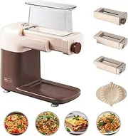 Bear Electric Pasta Maker, Automatic Noodle Machine Pasta Roller, 3 Thickness Settings 0.8-2mm, Set Includes 2mm Round&4mm Flat Noodle, Dumpling Maker, Removable Cleaning,100W for Home Use(AU Adapter)