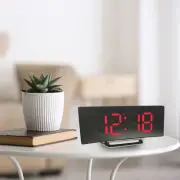 Mirror Clock Muti-funtion Clear Numbers Curved Led Screen Alarm Clocks 2 Modes