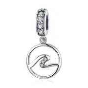 Silver plating Wave Geometric Pendant Charms Fit Bracelets & Necklaces Jewelry