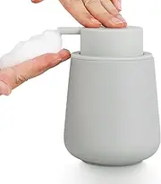 Umlaca Foaming Soap Dispenser - Light Grey Ceramic Soap Dispenser Foam Pump Dish Soap Dispenser for Kitchen Sink 320ml Refillable Liquid Hand Soap Dispenser for Bathroom (Light Grey)