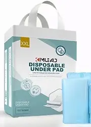 Kimlead XX-Large Premium Disposable Underpads, Blue (25 Count, 30” x 36”, Heavy Duty 80g, 5 Layer, Instant Drying, Leak Proof) Adult Incontinence Bed Wetting Pads, Pet Training Pads
