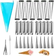 Cannoli Mold - Stainless Steel Cream Roll Mold Kit - Non-Stick Pastry Making Mold, Small Croissant Tool Set Butter Trumpet Mold, Pastry Roll Baking Mold for Danish Pastry Croissant Shell Cream Roll