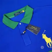 Polo Ralph Lauren Classic Pique Polo Shirt Big Pony Color block Mens 3XLB Blue