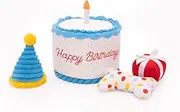 ZippyPaws Zippy Burrow Birthday Cake Squeaker Dog Toy, 20.3 x 16.5 x 16.5 cm Size