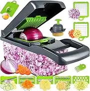 MAIPOR Vegetable Chopper, Pro Onion Chopper, Multifunctional 13 in 1 Food Chopper, Kitchen Vegetable Slicer Dicer Cutter,Veggie Chopper with 8 Blades,Carrot and Garlic Chopper with Container…, Gray