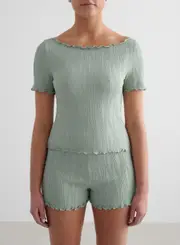[aim'n] Aqua Tulip Short Sleeve Top