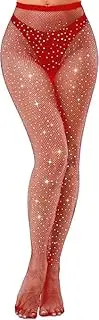 [Generic] Sparkly Fishnets Stockings Jeweled High Waist Fishnet Tights for Women Rhinestone Party Pantyhose