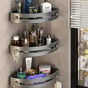 3-Piece Bathroom Shelves Storage Rack Shelf ABS Triangle Shower Caddy – Heavy Duty, Detachable with 2 Hooks – Bathroom Shelf for Shower Organization, Holds Shampoo, Conditioner, Razors, Soap