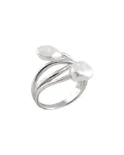 Splendid Pearls Silver 7-8mm Keshi Pearl Ring