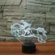 3D Illusion Night Light English Horse Riding USB 7 Color Touch Change Decor
