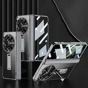 [QUYISHAN] Clear Hinged Case Compatible with Oneplus Open,Plating Transparent All-Inclusive Shocproof Rugged Case,Slim Protective Magnetic Hinge Case W Screen Protector+Kickstand Cover (Black)