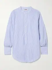 [B SIDES] B SIDES - Marta Striped Cotton Shirt - Blue - large large Blue