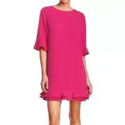 NWT Womens Size 8 Cece Fuchsia Pink Kate Ruffle Shift Mini Dress