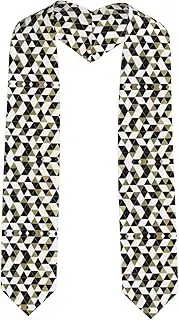 [WURTON] Fashion Modern Black White Gold Triangles Print Unisex Adult Graduation Stole Class Of 2024 Polyester Shawl Stole