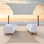 Grey Rectangle Sun Shade Sail Canopy Awning Fabric Cloth Screen 12' x 20' Gray