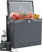 SMETA 70L RV Refrigerator Freezer 12V Propane Chest Freezer 3-Way Refrigerator Electric LPG 240V Propane Gas Absorption Compact Silent Freezer Off Grid 2.4 Cu.Ft, Black