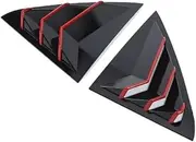 Carbon Fibre ABS Side Window Louvers Air Vent Shades Cover Trim 2PCS 2011-19 2021 2022 Compatible for Chrysler 300c Exterior Accessories(Black red)