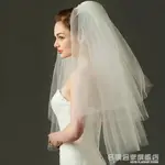 歐式新娘蓬蓬頭紗多層婚紗新款拍照結婚頭紗簡約短款韓式旅拍頭紗 99購物節