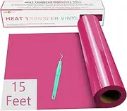 HTVRONT HTV Vinyl Rolls Heat Transfer Vinyl - 12" x 15ft Rose Red HTV Vinyl for Shirts, Iron on Vinyl for All Cutting Machines - Easy to Cut & Weed for Heat Vinyl Design (Rose Red)
