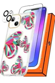 Butterfly Case for iPhone 13-6.1”, Camera Cover+Screen Protector
