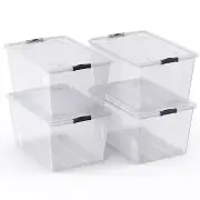 75 Qt Clear Stackable Storage Bins w/Lids - 4 Pack for Home & Office Organizing