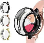 Case Compatible for Samsung Galaxy Watch Active 40mm, NAHAI TPU Slim Plated Scractch-Resist Case All Around Protective Bumper Shell Cover for Galaxy Watch Active, 3 Pack Black/Gold/Rose Gold