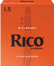 Rico Bb Clarinet Reeds, Strength 1.5, 10-pack