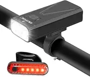 USB Rechargeable Bike Lights Set Night Riding Front and Back Bicycle Light Flashlight Bike Headlight Powerful 5 Light Mode Waterproof Easy to Install for Men Women Kids