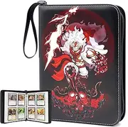 Trading Card Binder for One Piece Card Game,4 Pocket with 50 Sleeves up to 400 Cards One Piece TCG Card Binder,Portable Waterproof Card Storage Bag with Sleeves for Game Cards Collection,one piece anime for card Display Case (Card not included)B-400