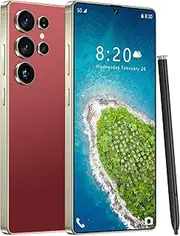 Huness I25 Ultra Unlocked Phone,Built in Pen The Phone,Cell Phone Battery 7000mAh 6.99" HD Screen,Android 14 8+256GB Smartphone,Dual SIM/5G/Face ID/Fingerprint Lock/GPS (Wine Red)