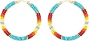 OATIPHO 1 Pair Large Open Circle Earrings Lightweight Alloy and Glass Bead Hoops for Women's Fashion Jewelry