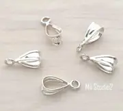Small Bail with Open Parallel Ring, 925s/s Open Loop Pendant Charm Holder B03s