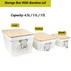 Storage Box Bamboo Lid Home Office Kitchen Pantry Bathroom Organiser Container