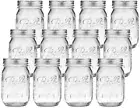 12 Pieces Canning Jars - 480ml Mason Jar Empty Glass Spice Bottles with Airtight
