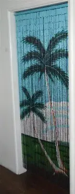 Double Palm Trees Natural Bamboo Beaded Curtain Beads Window Doors Room Divider